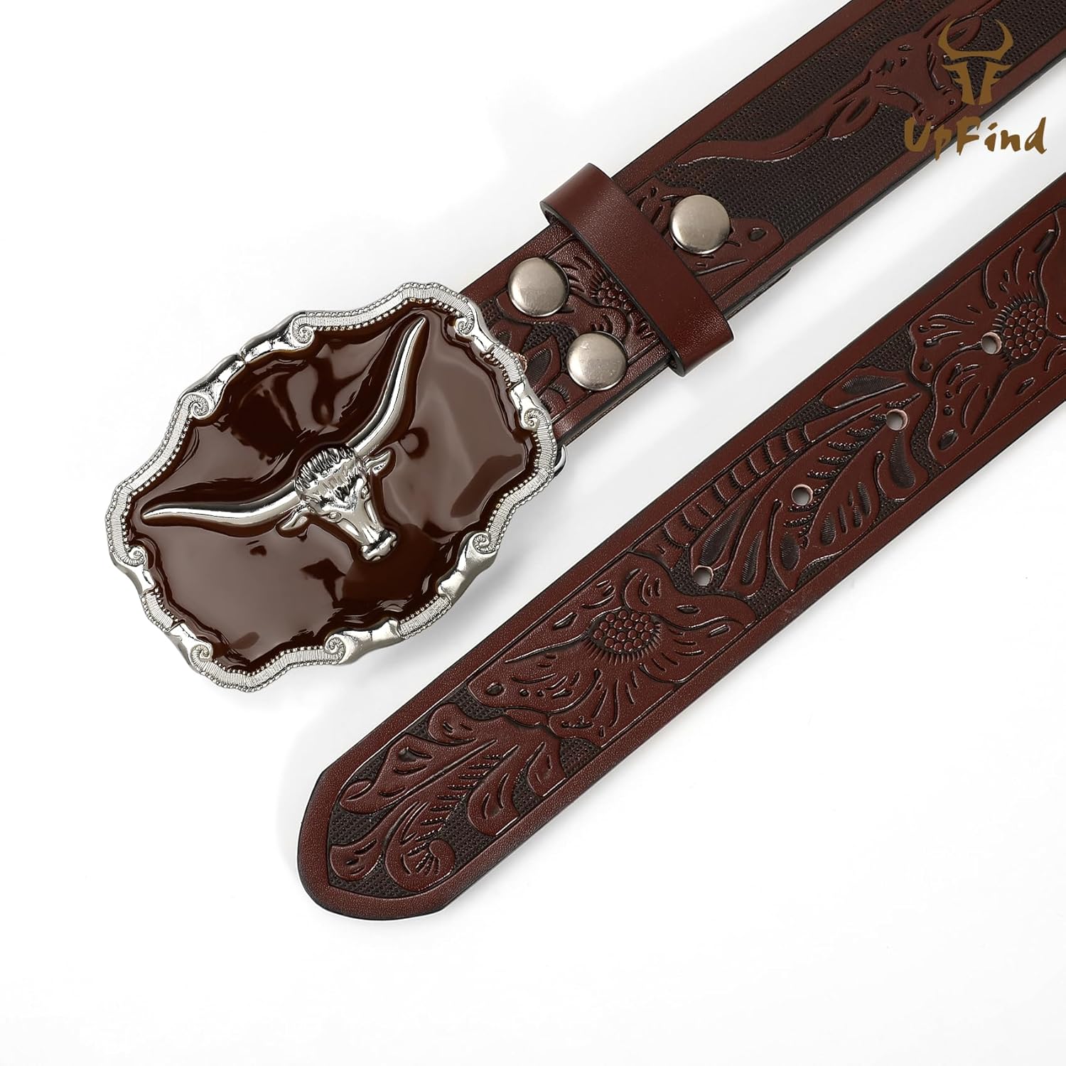 Western Leather Belt for Men Black Cowboy Buckle Belt for Jeans Vintage Country Belt - Image 4
