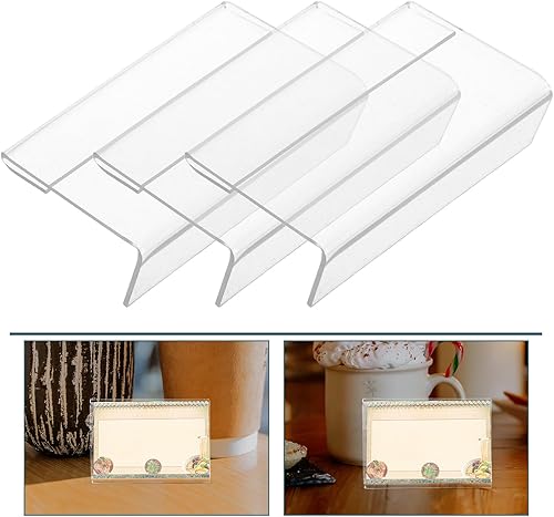 Miniatura 3 de ARTIBETTER Paquete de 20 tarjetas de acrílico en forma de L para menú, soporte horizontal para restaurantes, bodas, eventos, oficina, escritorio,