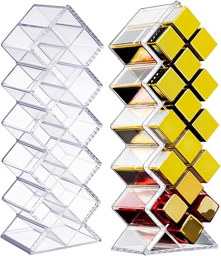 Miniatura 8 de Paquete de 4 soportes de acrílico para lápiz labial, 64 ranuras, organizador de brillo de labios transparente, apilable, en forma de pez, lápices