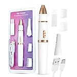 AREYZIN 2 in 1 Facial Hair Trimmer for Women, Painless Eyebrow Trimmer for Women, Rechargeable Facial Remover for Eyebrow,Ear,Peach Fuzz,Dual Edge Blades for Easy Cleansing,White