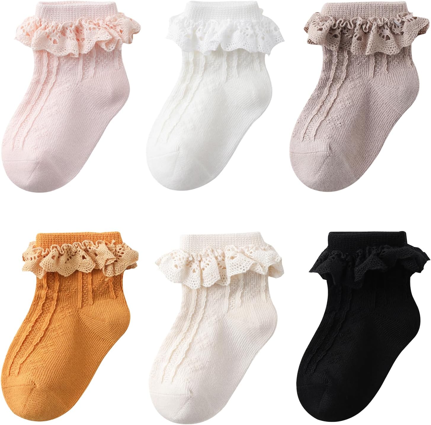 ZumouToddler Lace Socks Girls Ruffle Eyelet Frilly Princess for Baby Little Kids