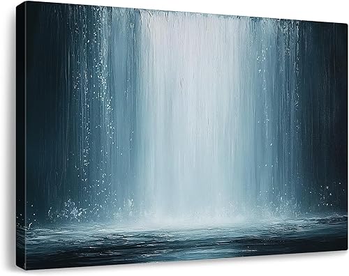 Miniatura 48 de Lienzo grande de arte abstracto para pared, pintura moderna de grafiti azul y gris, escena de tormenta sobre fondo blanco, ilustraciones enmarcadas