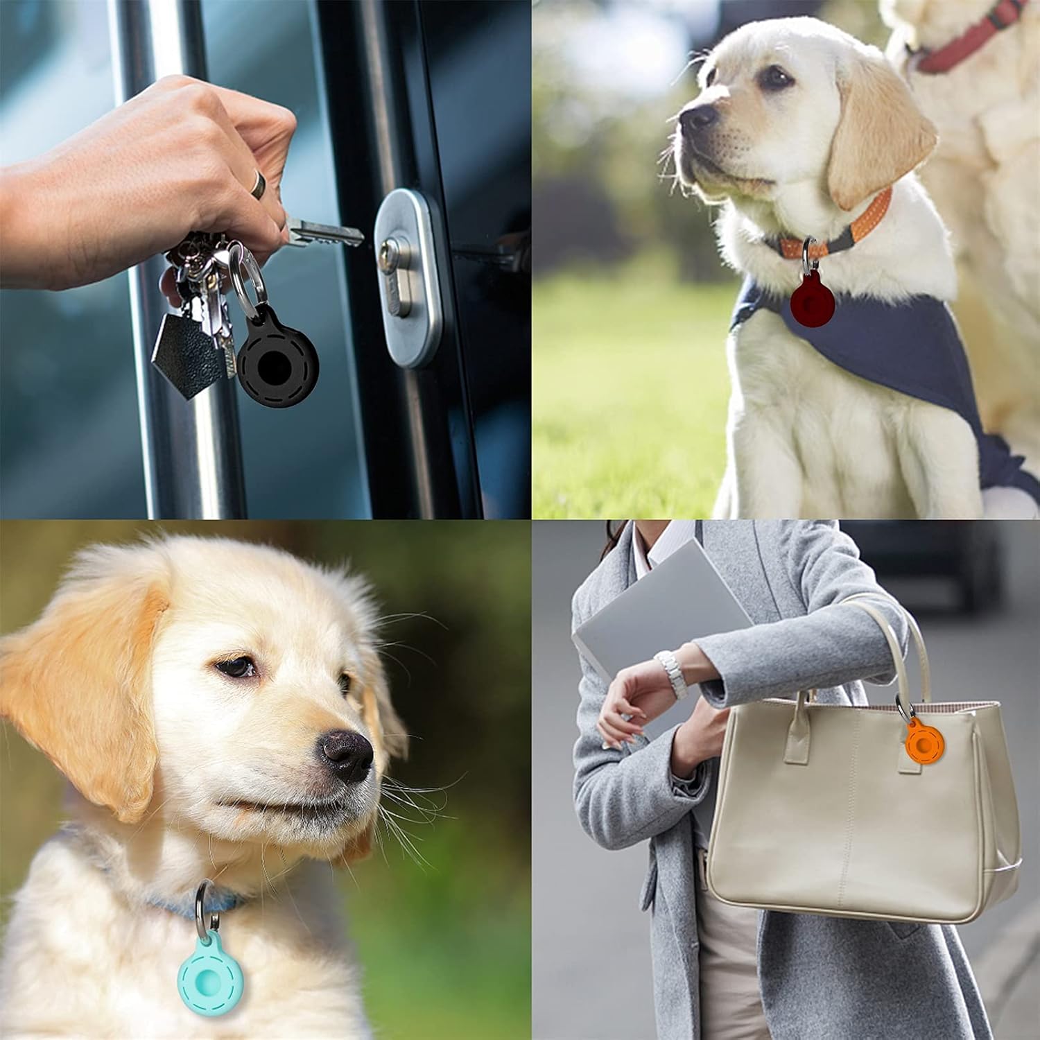 airtag case amutur soft silicone protective bumper cover with keychain for apple airtag holder tracker finder 4 pack