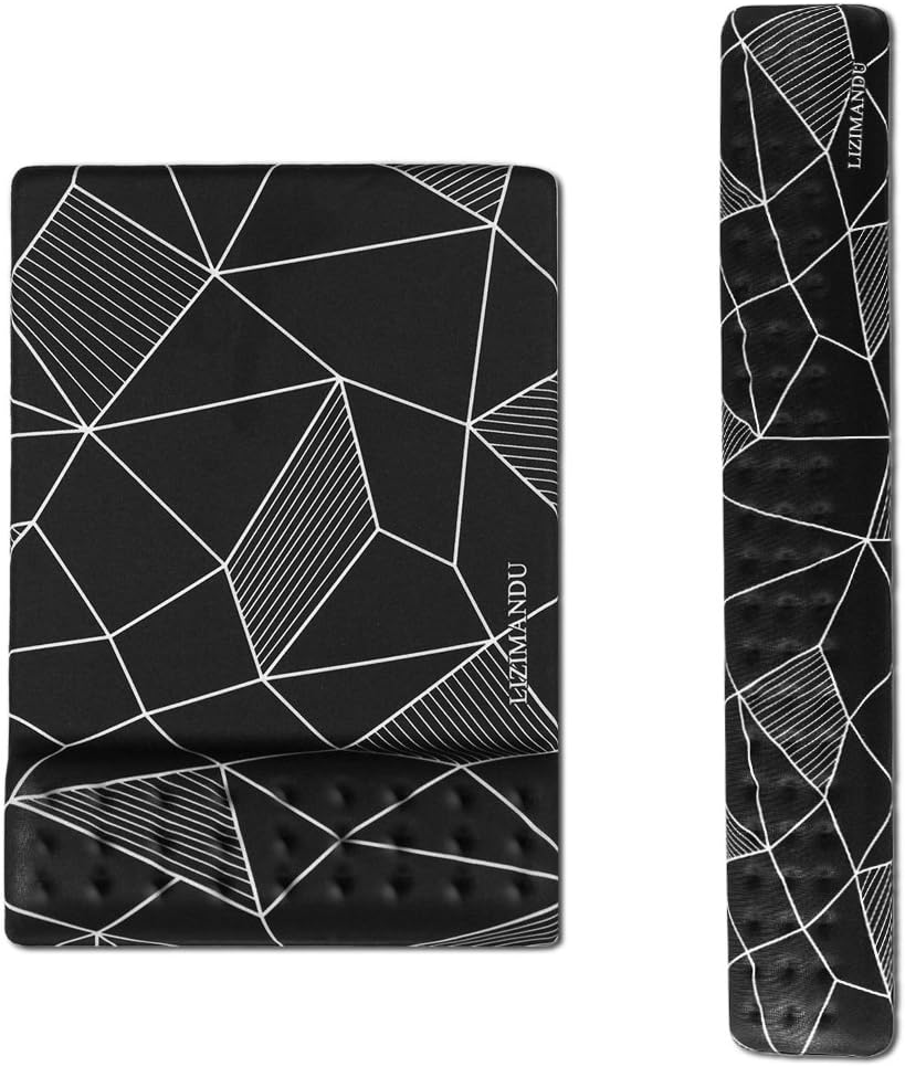 Cheliz Memory Foam Non Slip Mouse Pad Wrist Rest - Durable & Comfortable & Lightweight for Easy Typing & Pain Relief-Ergonomic Support (2-Black Fragment)