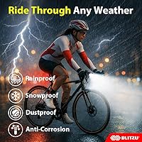Vista 5 de BLITZU Juego de luces de bicicleta recargables USB-C 2023 con campana. Accesorios de bicicleta para conducción nocturna, ciclismo, potente faro
