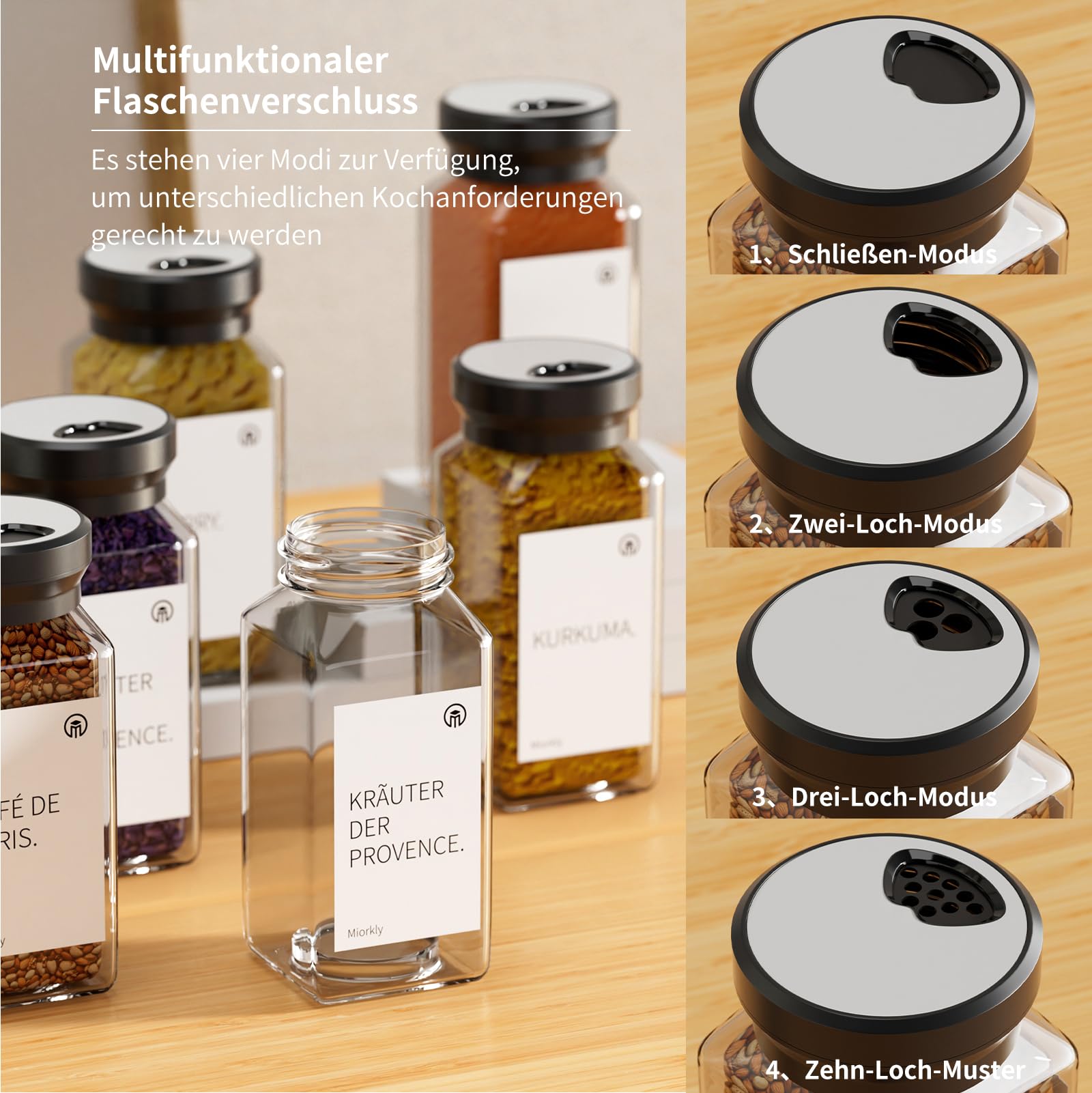 Lot de 24 pots à épices carrés - 120 ml - Avec insert à saupoudrer - Avec couvercle rotatif rond - Joint solide - Organiseur à épices en acier inoxydable avec entonnoir, étiquette et stylo