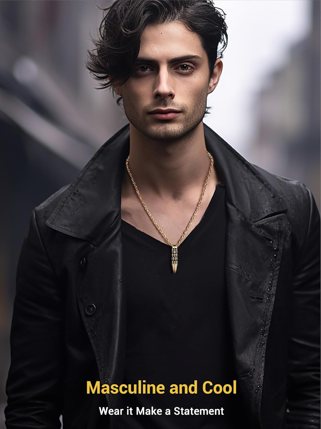 Skull Necklace for Men, Stainless Steel Skeleton Pendant Necklaces, Retro Hip Hop Punk Style, Gothic Halloween Jewelry, Come with Box - Image 2