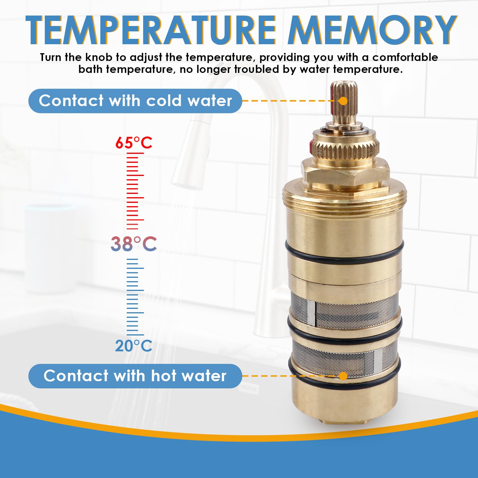 Válvula termostática de agua 130156, compatible con cartucho termostático Moen, pieza de fontanería de repuesto para grifo de ducha