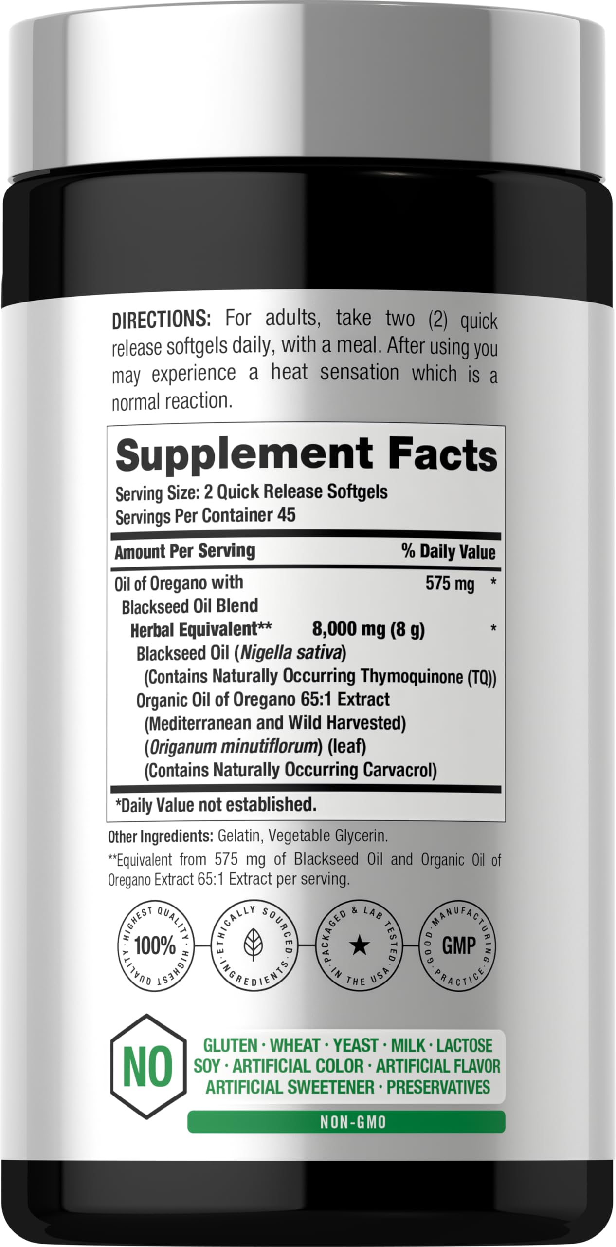 Horbäach Oil of Oregano with Blackseed Oil Softgels | 90 Pills — Amazon image 2