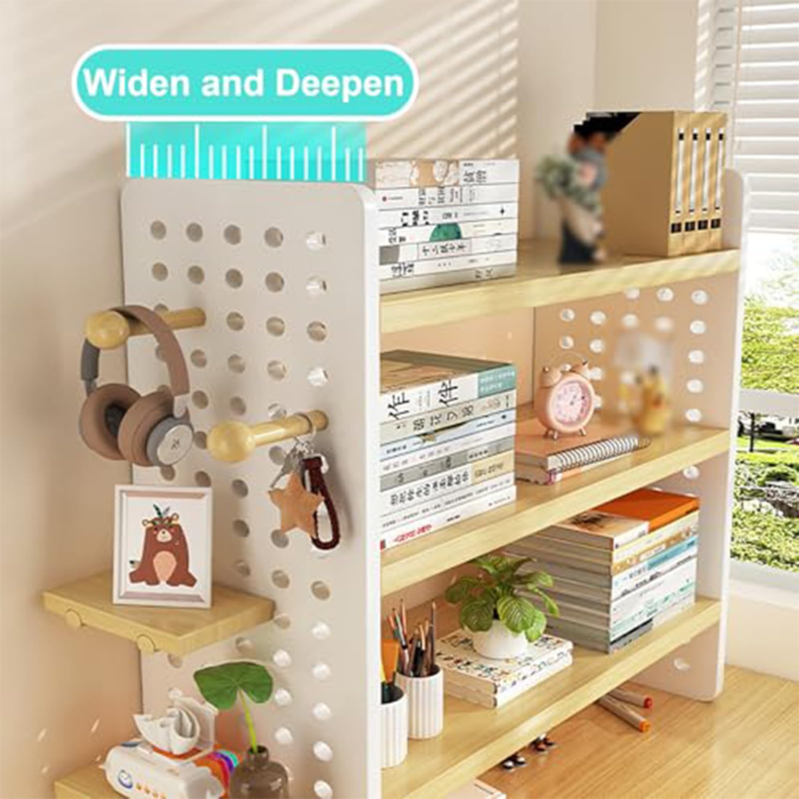 Estantería De Madera Para Escritorio,Estante Exhibición Almacenamiento Sobremesa,Librería Multiusos Para Escritorio,Estante De Oficina Con Panel Perforado Organizador(B,40x15x60cm/15.7x6x23.6in)