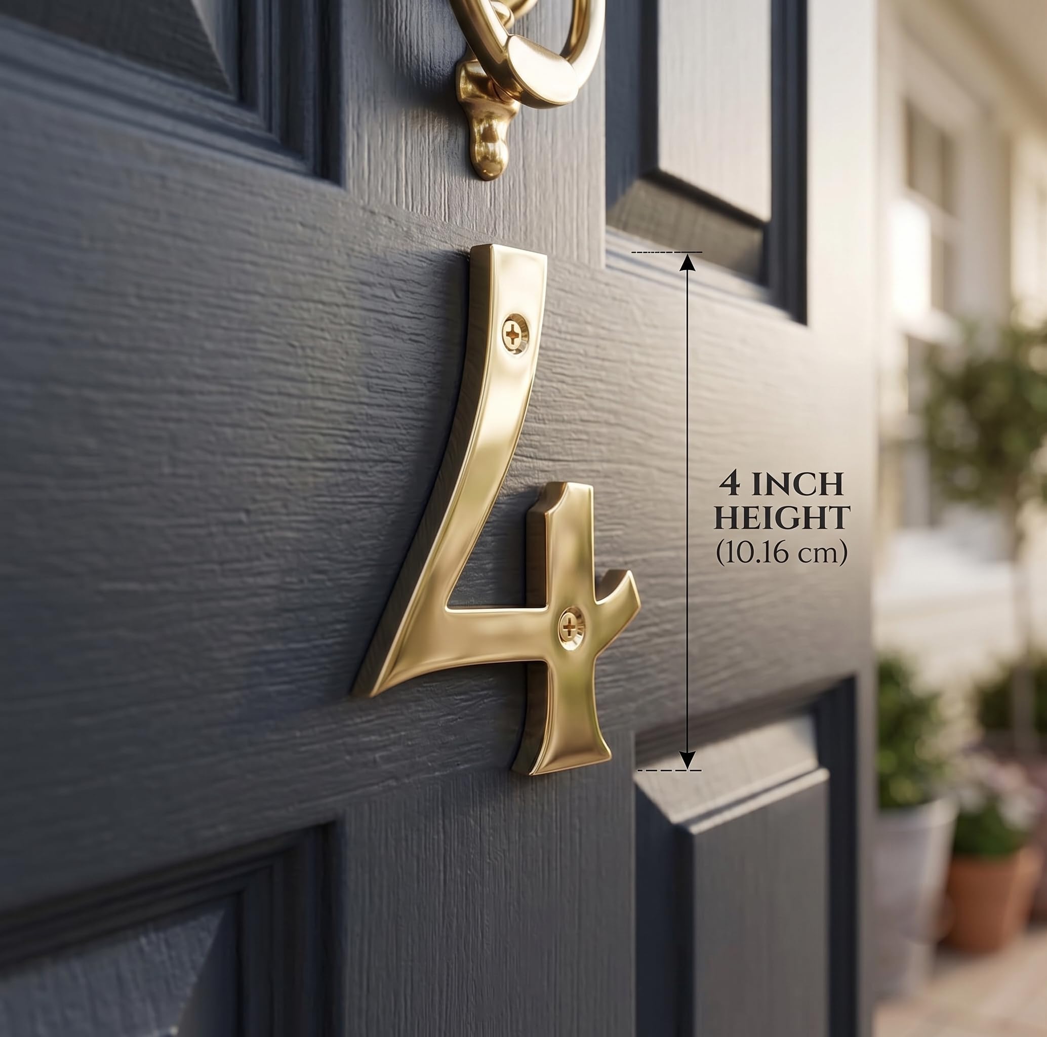 ESPLANADE Brass House Hotel Door Number 4 Inch - No 4 (Four) — Amazon image 4