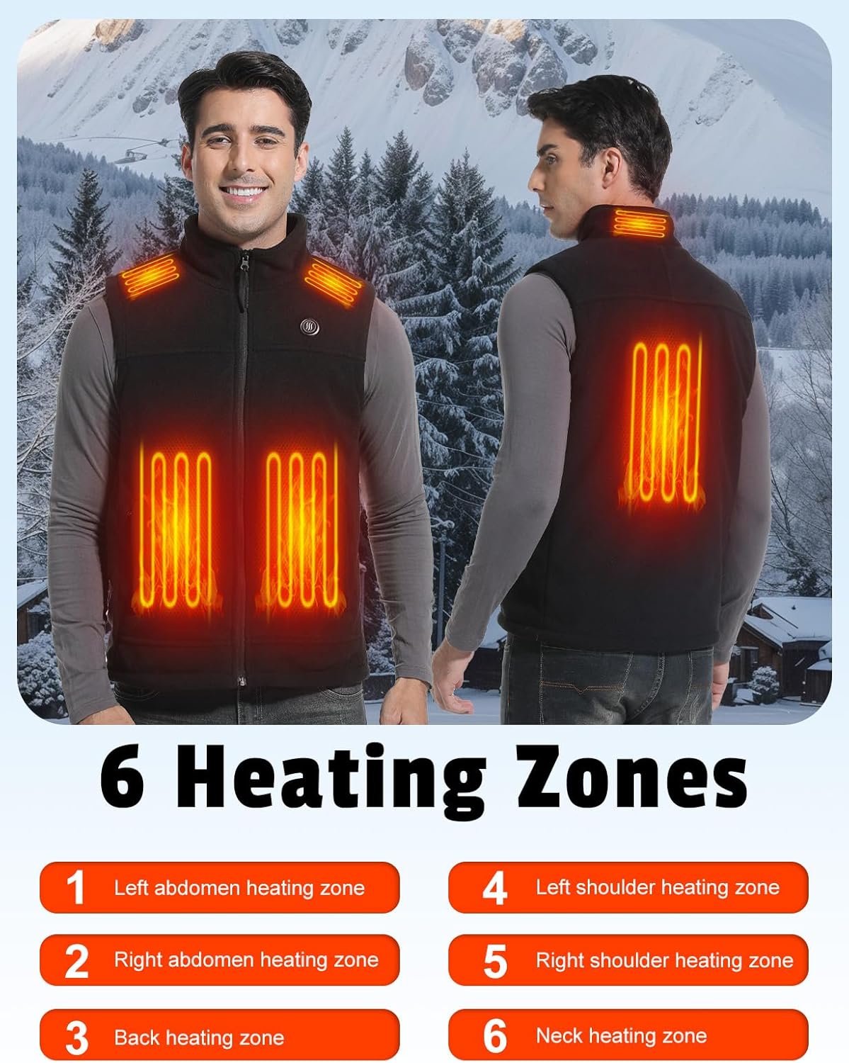 Heated Vest for Men with Battery Pack, Lightweight Fleece Electric Heating Vest for Winter Outdoor Hunting - Image 3