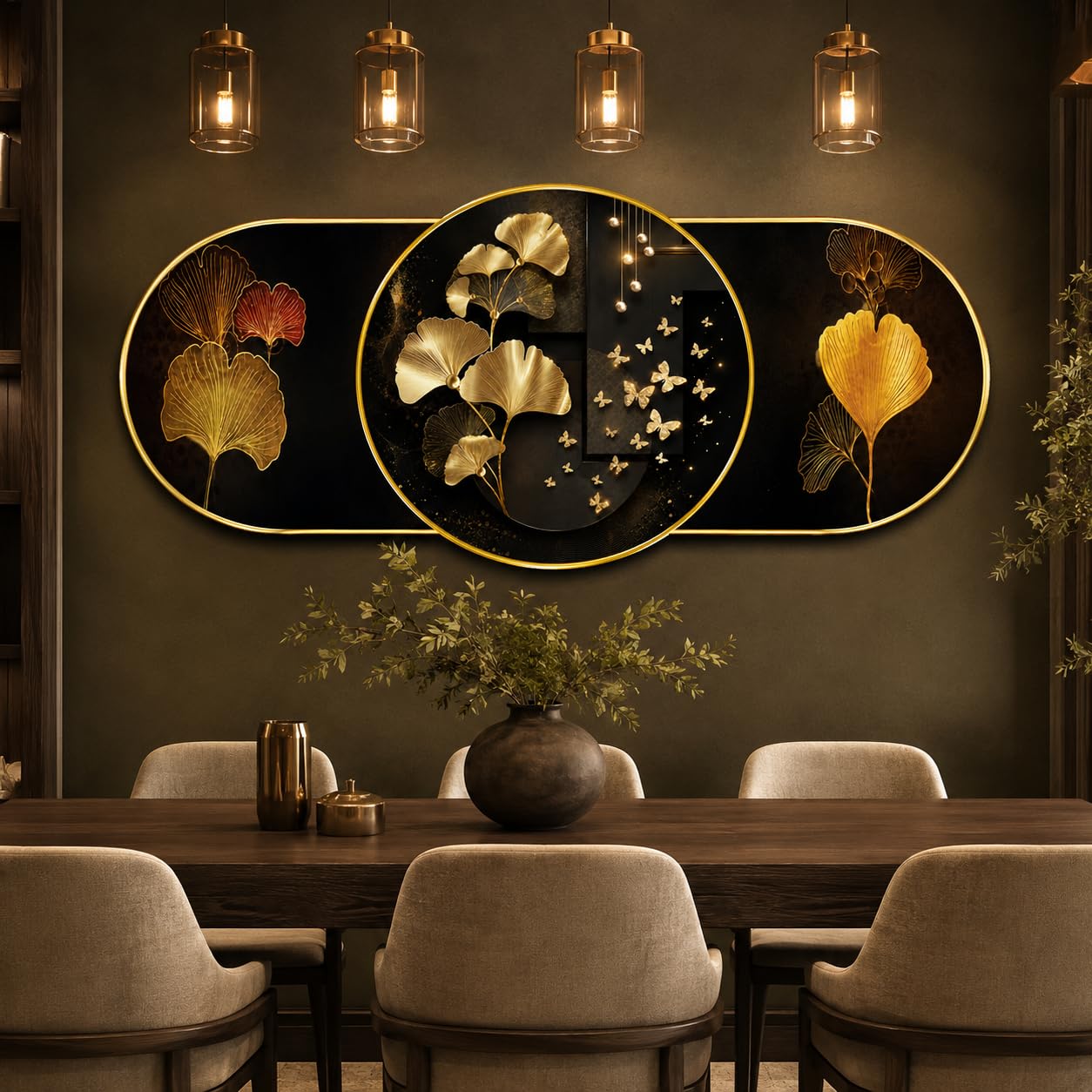 Luxury Deer Wall Painting - Black & Gold Art -8 Luxury Deer Wall Painting - Black & Gold Art -8