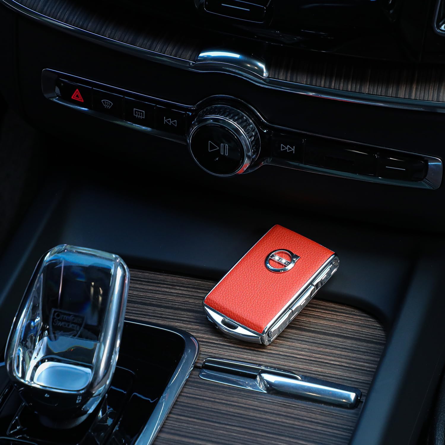 Car Key Fob Cover for Volvo XC90, XC60, XC40, S60, S90, V90, Zinc Alloy Frame Leather Surface - Image 2