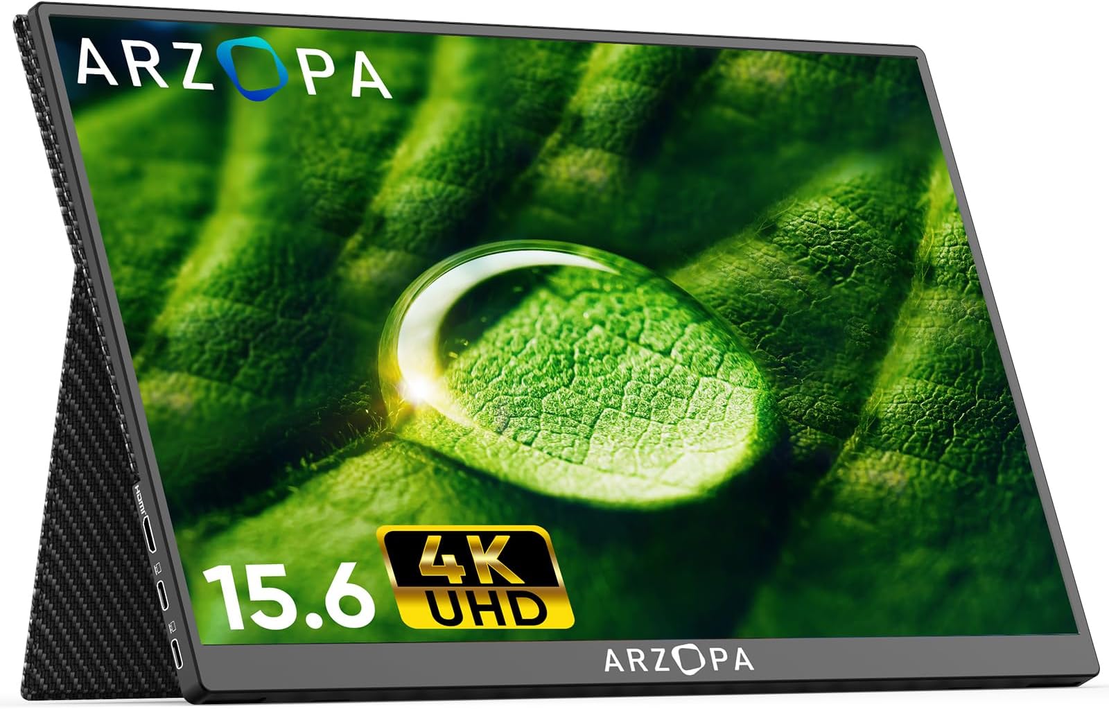ARZOPA 4K Portable Monitor 15.6" 100% Adobe RGB HDR Display, 400nits UHD USB-C HDMI Laptop Monitor, IPS Eye Care Screen with Smart Cover for Mac PC Phone PS4/5 Xbox Switch-P5
