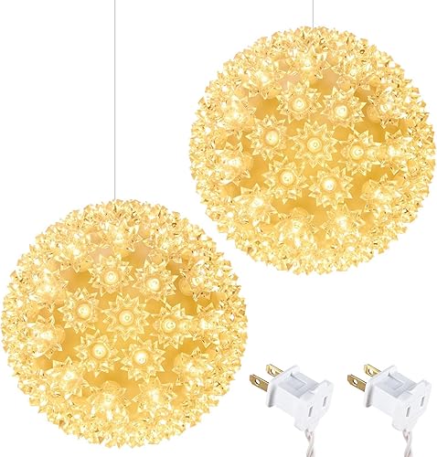 Vista 10 de Brightown Decoraciones Navideñas para Exteriores - Esfera de Luz Estelar, Bombillas Reemplazables con Enchufe Adicional, Esferas Luminosas