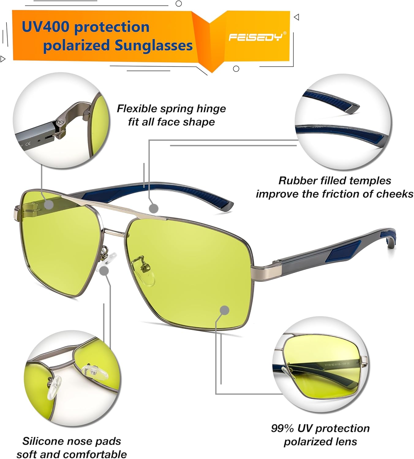 FEISEDY Polarized Photochromic Sunglasses for Men Women, Day Night Driving Safety Glasses B4144 - Image 4