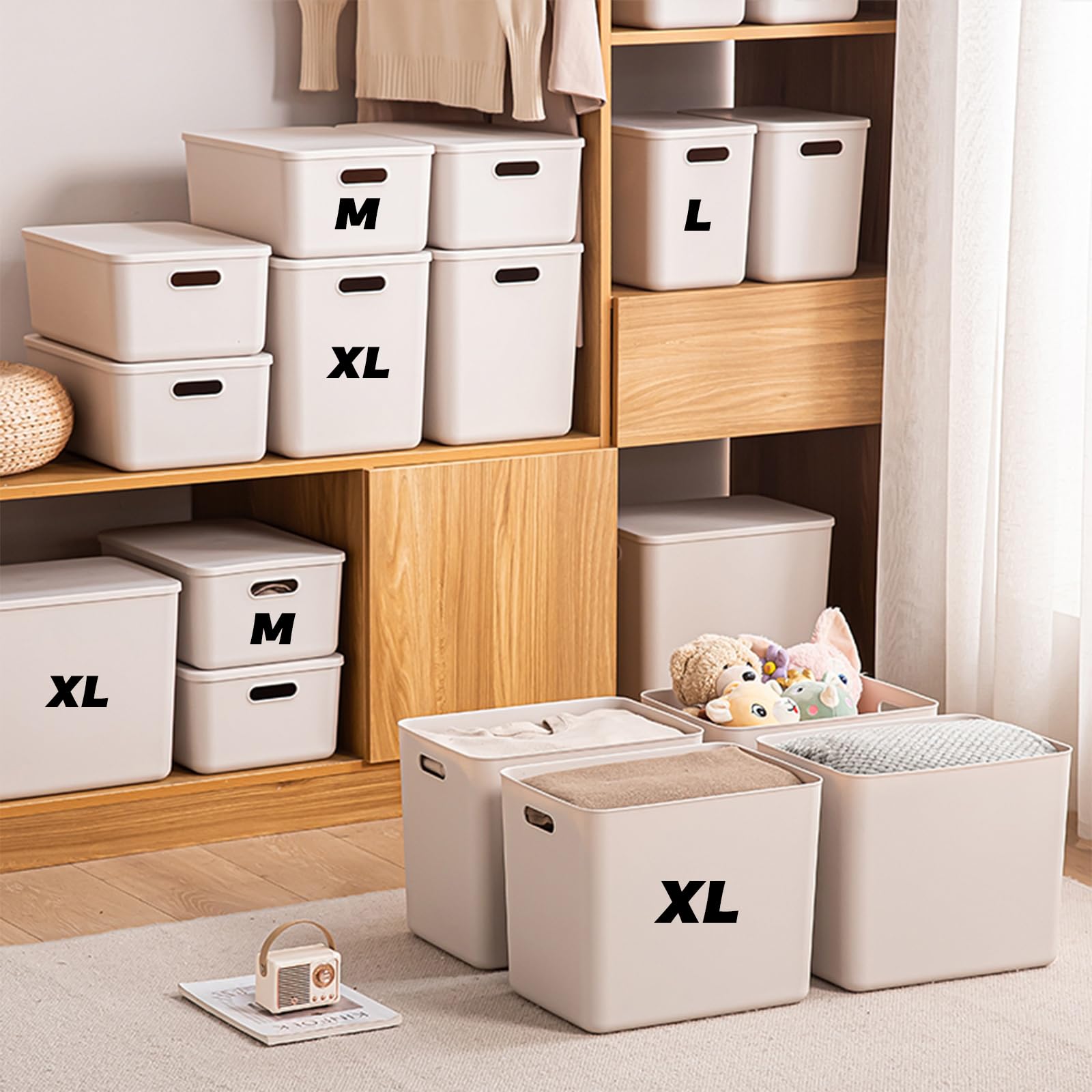 Amazon｜プラスチック 収納ボックス 蓋付き 約 幅36.5×奥行26×高さ30