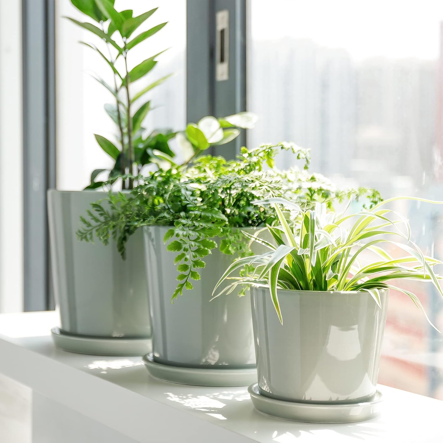 Ceramic Planter Pots for Plants - POTEY 056211 8.7 Inch Glazed Ceramic Planters Indoor Plants Minimalist Modern Home Decoration Container Plant Pots Outdoor with Drainage Hole(Plants NOT Included) : Patio, Lawn & Garden