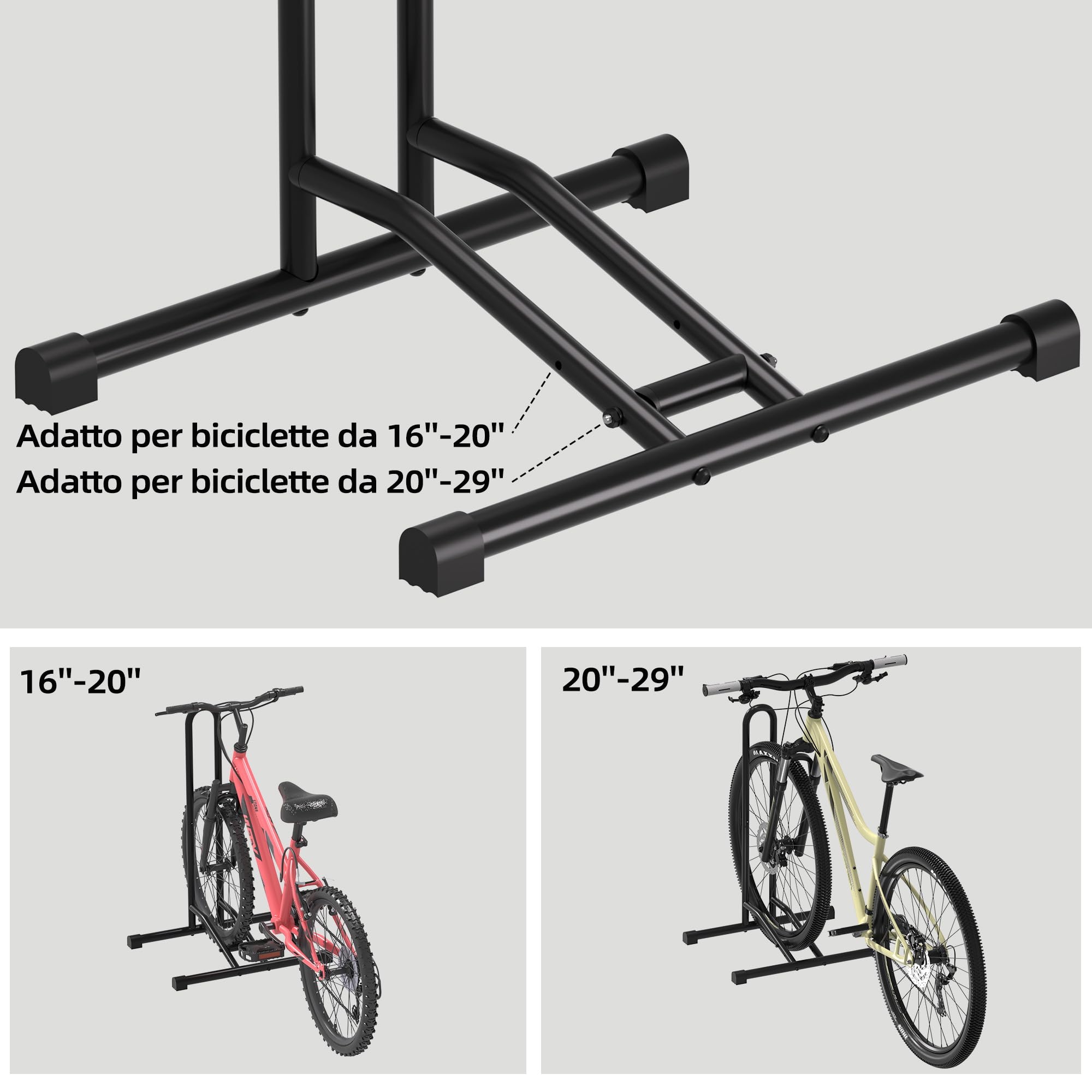 Urban Deco Portabici da Terra, Portabici Rimovibile Porta Bici da Terra, cavalletto Bici rastrelliera Biciclette per Mountain Bike Bici da Corsa MTB, Nero