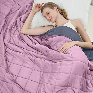 Weighted Blanket for Adults 20lbs, 48"x72", Twin Full Size Cooling Heavy Throw Blanket for 130-220lbs, Microfiber Soft Thick Big Blankets Weighted Comforter Gift for Sleeping, Pink Grey