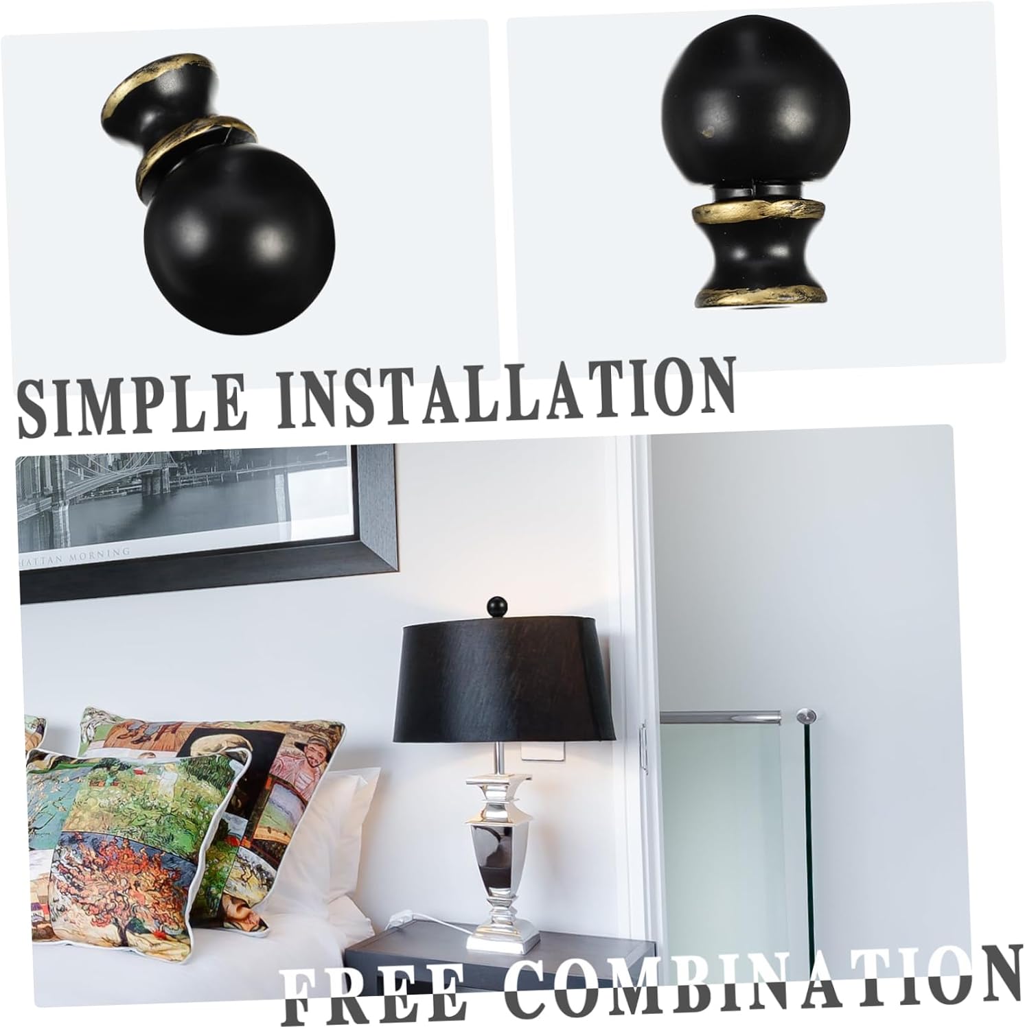 DOITOOL 4 Pcs Horn Frame Decorative Head Lamp Shades for Floor Lamps Finials Decorative Chandelier Shades Cap Topper for Finials for s Metal Ball Finial Golf