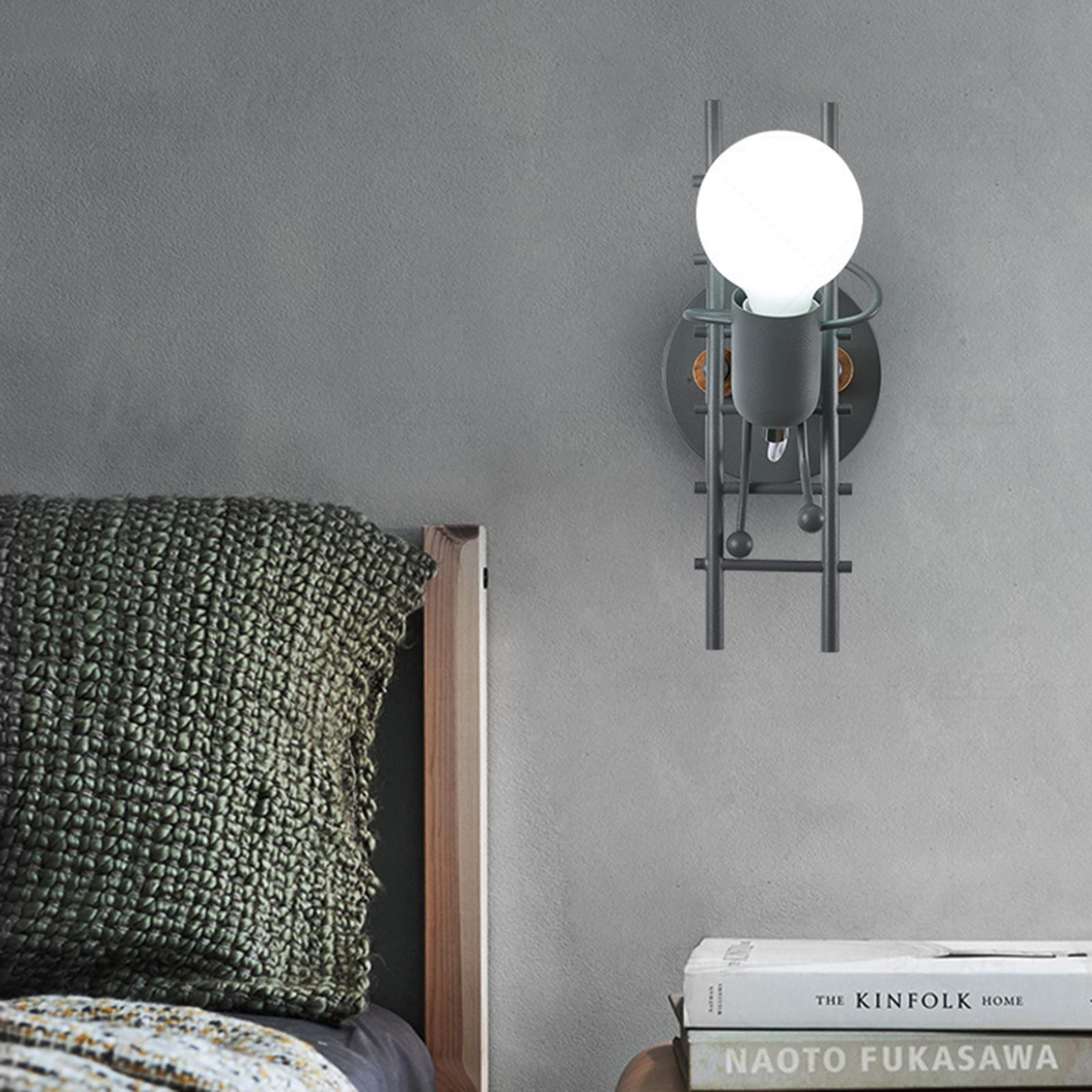 Aplique de iluminación de pared moderno, lámparas de pared de dibujos animados de metal industrial, lámpara de pared del dormitorio de la habitación de los niños, decoración para sala de estar, baño