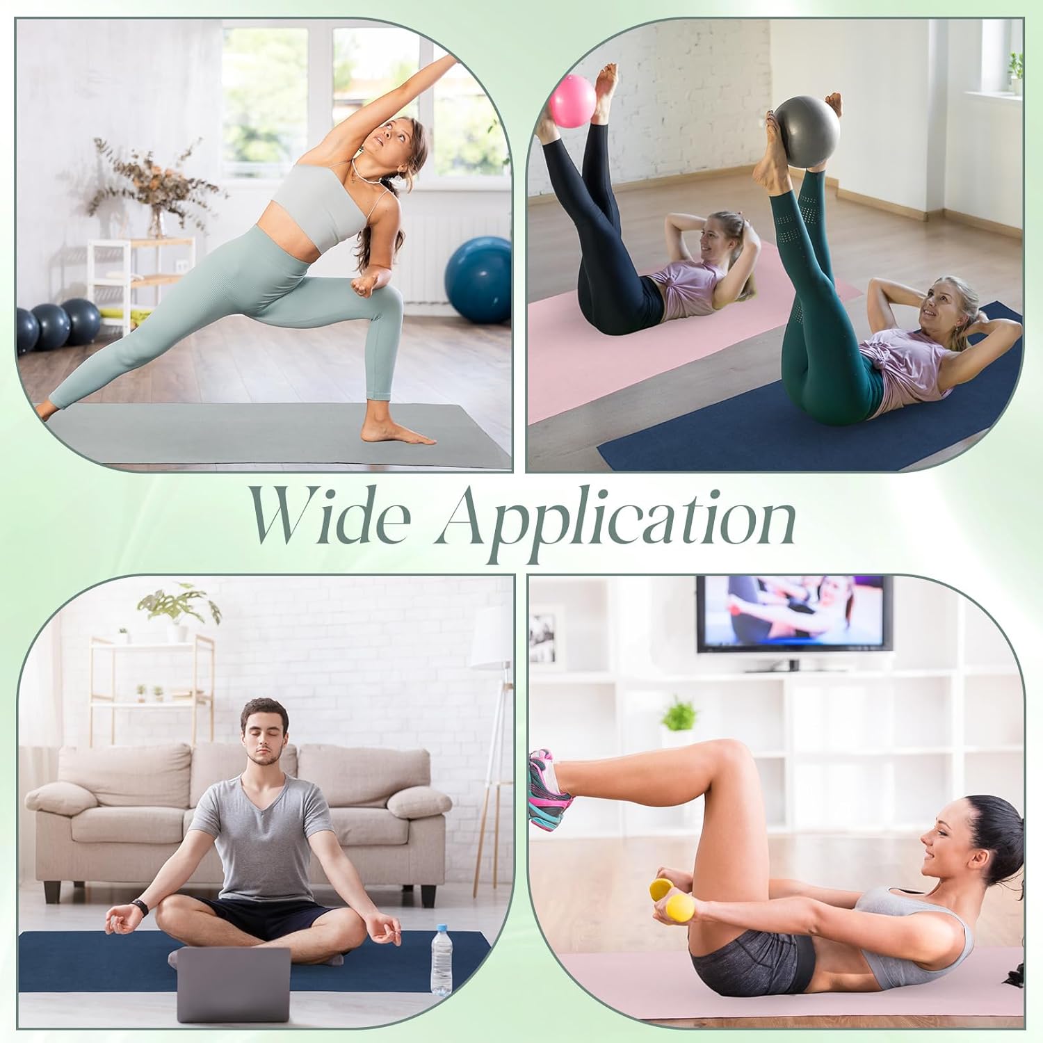 3 Pack Hot Yoga Towel Non Slip 72" x 26" Extra Large Microfiber Yoga Mat Towel with Grip Dot Absorbent Sweat Anti-Slip Mat Cover for Pilates Fitness (Morandi Pink Blue Green)