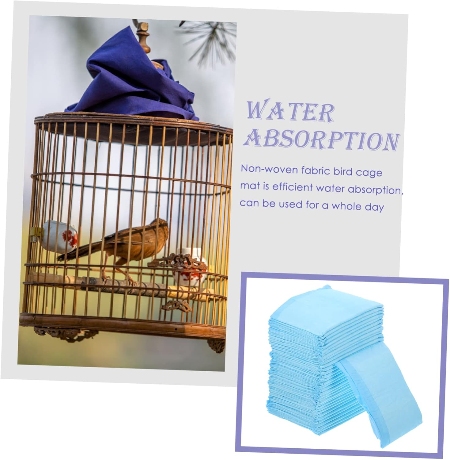 UPKOCH 100pcs Parakeet Bird Cage Liners Pre Cut Non Woven Fabric Easy to Absorbent Pet Parrot Cage Liner for Comfortable Bird Environment