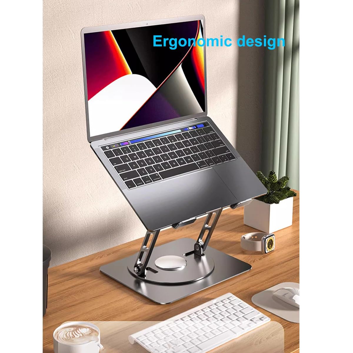 Supporto ergonomico per laptop, supporto pieghevole regolabile per notebook, forte supporto compatibile con dispositivi da 10-17 pollici, sfiato di calore per un migliore flusso d'aria