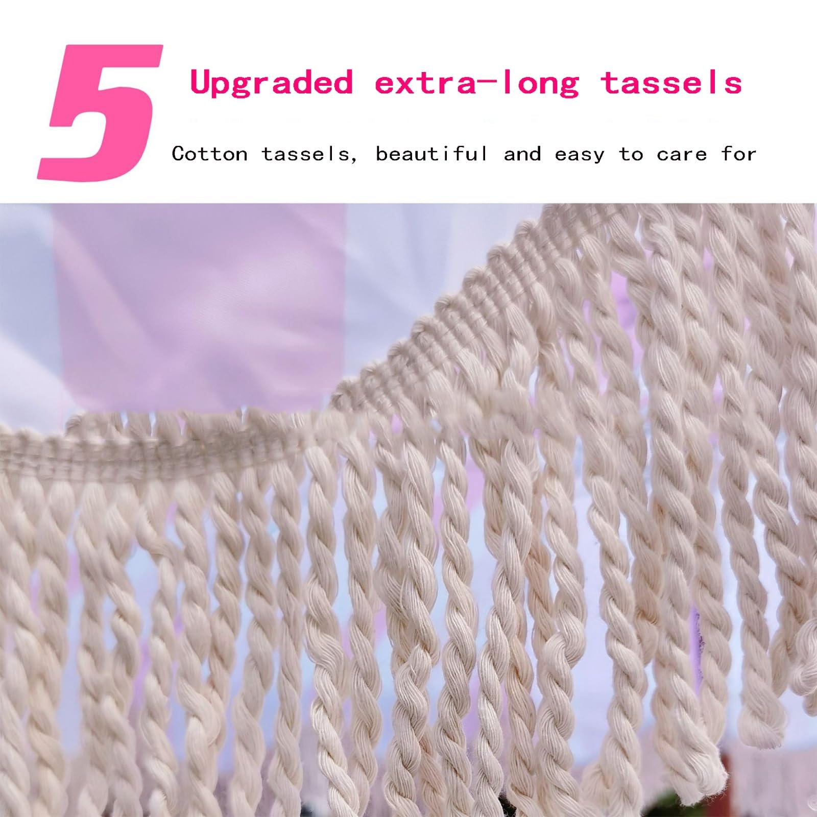 Ombrellone da esterno per patio, con nappe, palo in legno e borsa per il trasporto, ideale per il giardino, il prato e il tavolo da biliardo.