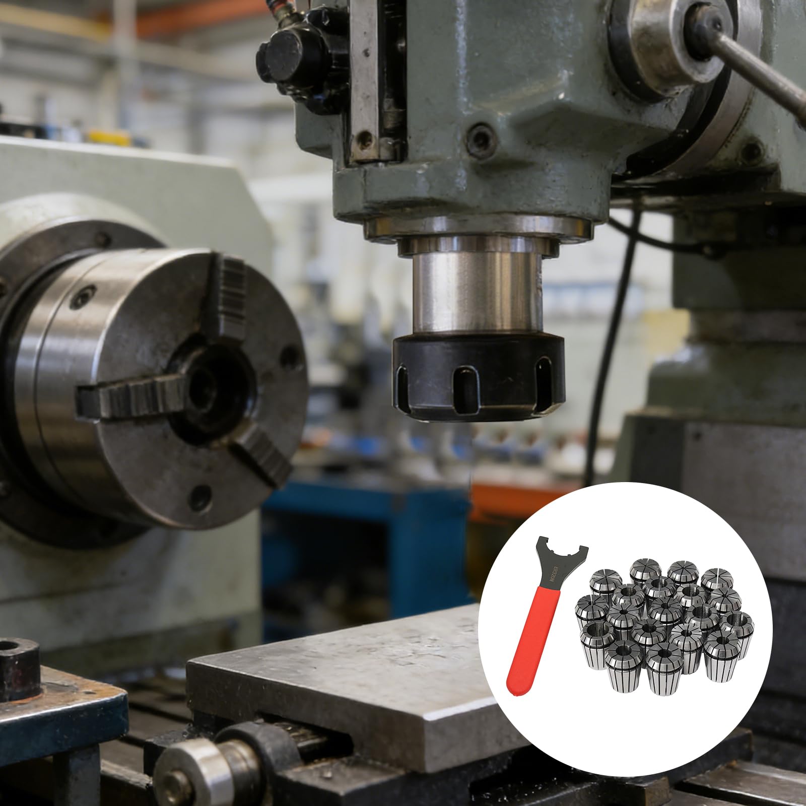 Set di pinze ER32 MT2, 19 pezzi, 2-20 mm, di precisione, con valigetta | 0,015 mm di precisione, con valigetta per il trasporto, design a scatto automatico, trattamento termico e rettifica fine