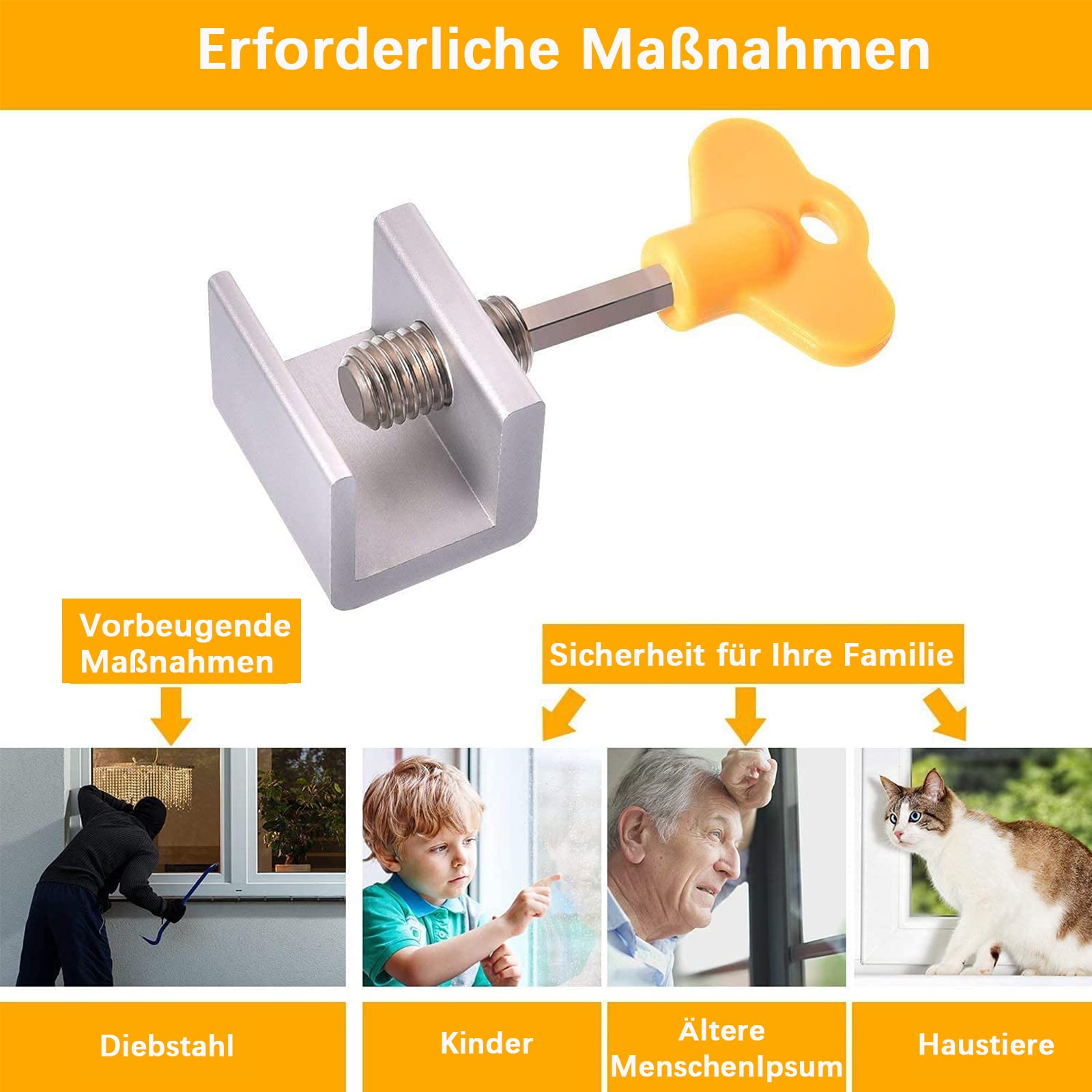 Verrou De Sécurité Réglable En Aluminium Pour Fenêtre à