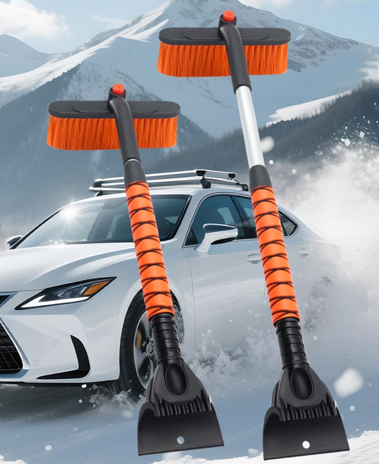 Snow Brush and Ice Scrapers for Car Windshield for Chevrolet S-10 LS, Detachable Pivoting Extendable Car Snow Brush & Ice Scraper Comfortable Foam Grip