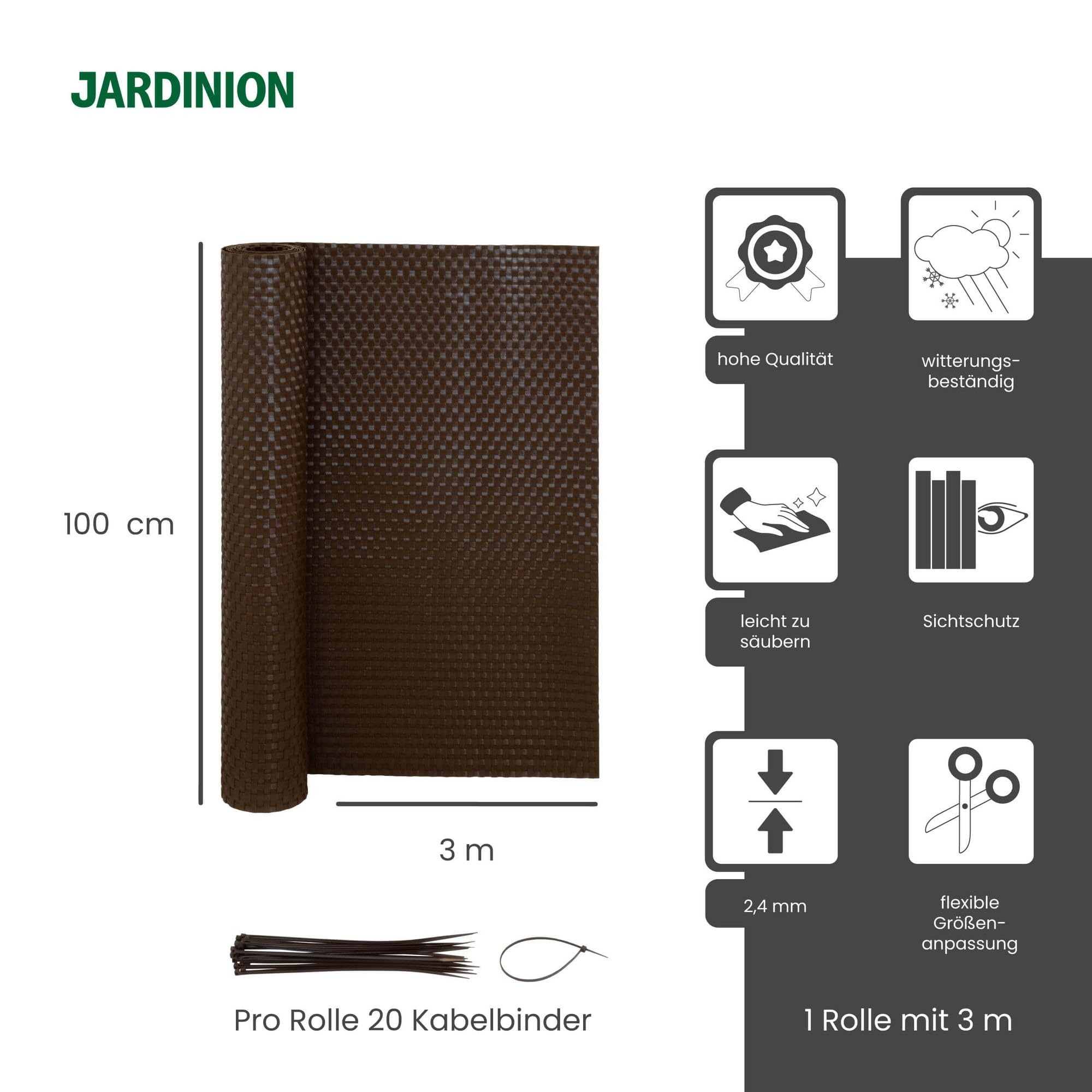 Sichtschutzmatte Rattan Optik 1 x 3m Braun