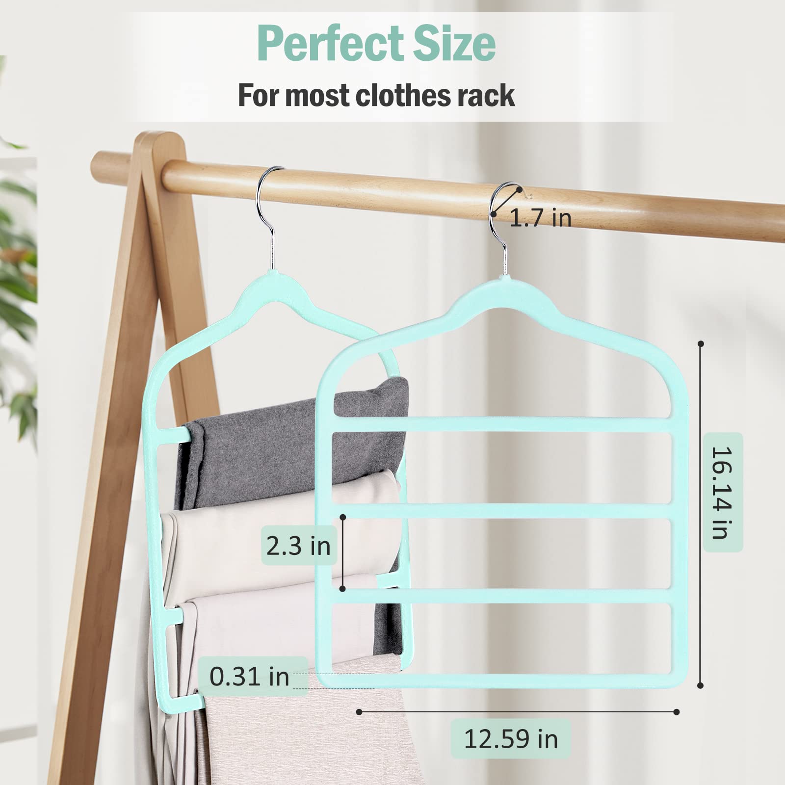 Percha de terciopelo para pantalones de ahorro de espacio antideslizante Percha (3)