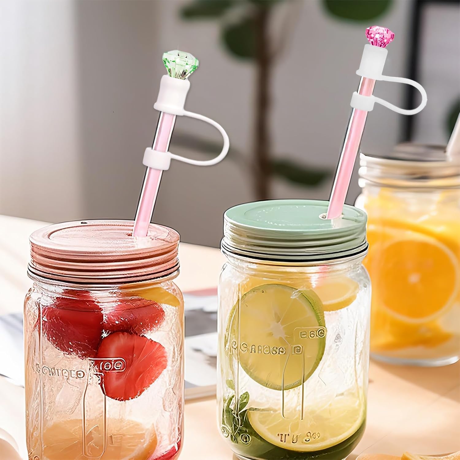6pcs Diamond Straw Cover Cap for Brumate Era 30&40 oz Tumble, 12mm Reusable Silicone Straw Topper Protector Lid with Cute Mix Colors Décor Accessories - Image 7