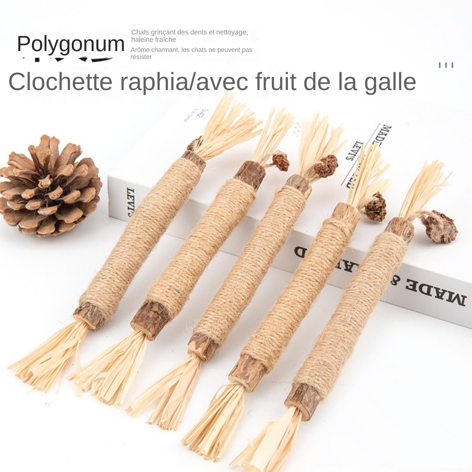 Bâtonnets Naturels pour Chats – Jouet Dentaire à Mâcher, Nettoyage des Dents & Haleine Fraîche – Anti-Stress & Anti-Ennui, Lot de 5/10/20,Bâtonnets à mâcher pour Chats, Jouets à mâcher pour Chats