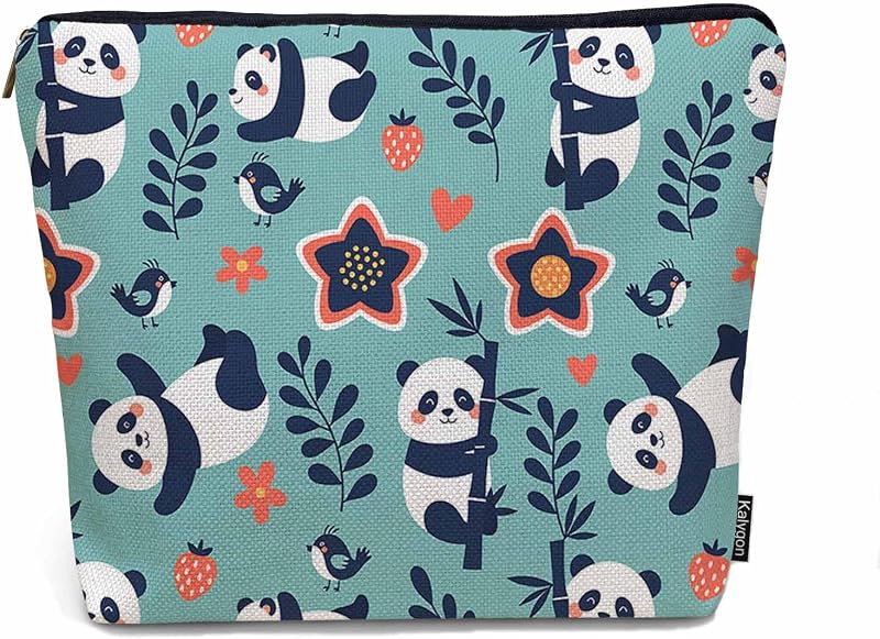 Necessaire de maquiagem Kalygon com estampa de panda e zíper, 1 unidade