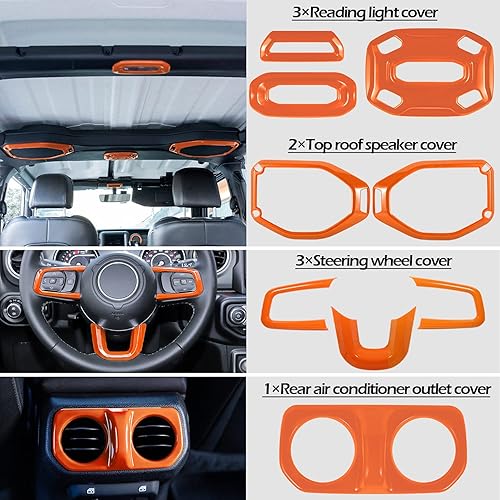 Miniatura 3 de Juego de 21 piezas de decoración interior para Jeep Wrangler JL JLU 2018-2022 y Gladiator JT 2020-2022  Interruptor de luz de lectura para el