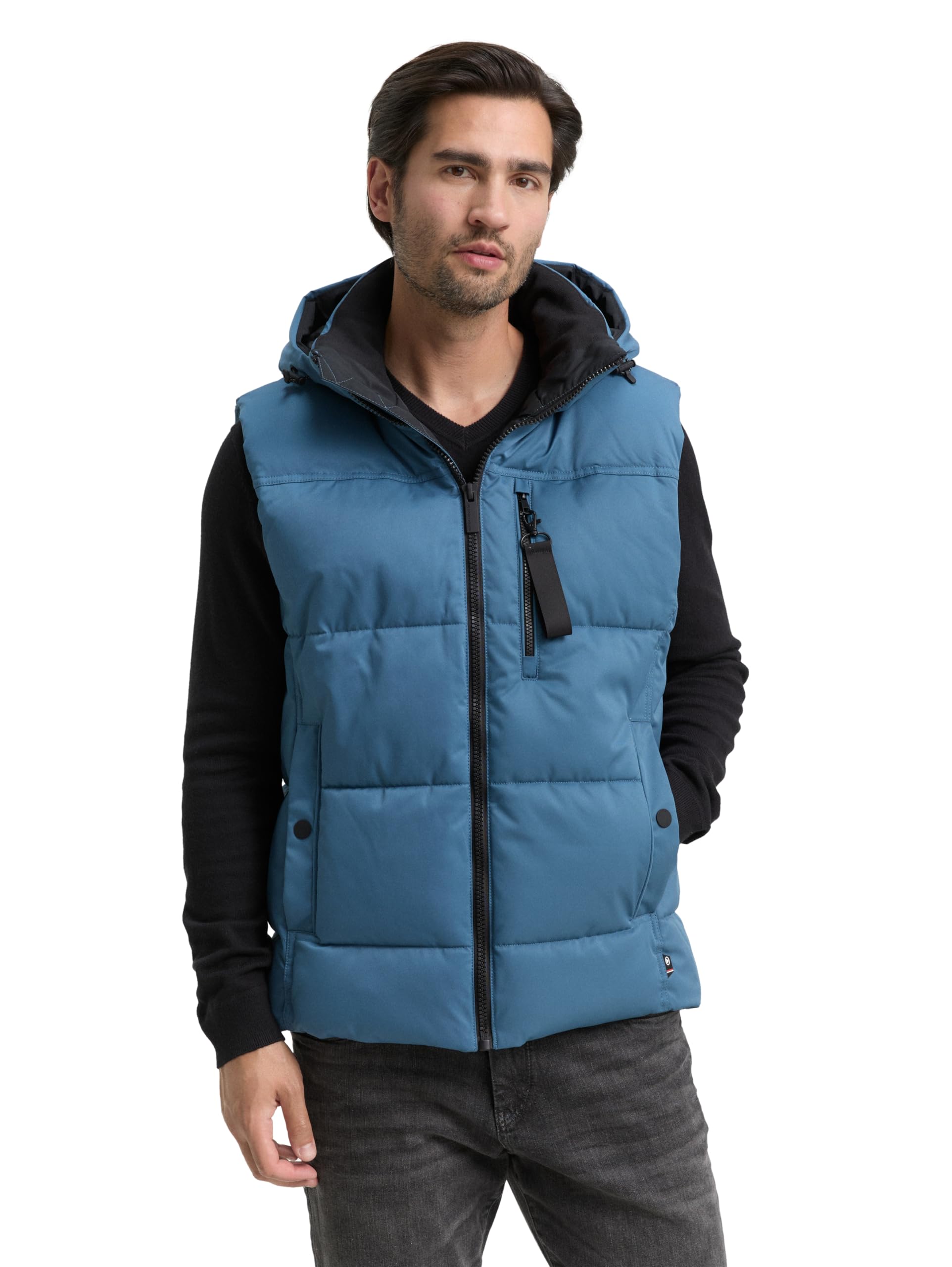 Tom Tailor Herren Puffer Weste mit Abnehmbarer Kapuze