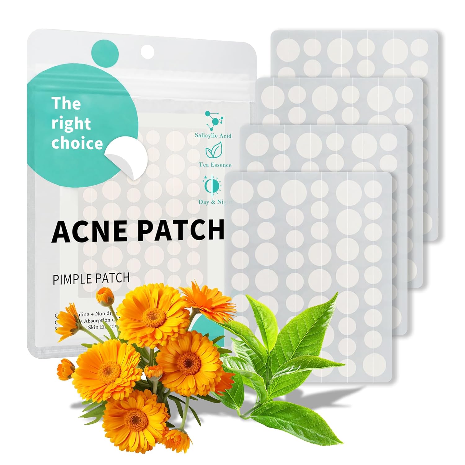 Pimple Patches for Face 3 Size 204 Counts Acne Patches with Hydrocolloid and Tea Tree Oil Salicylic Acid