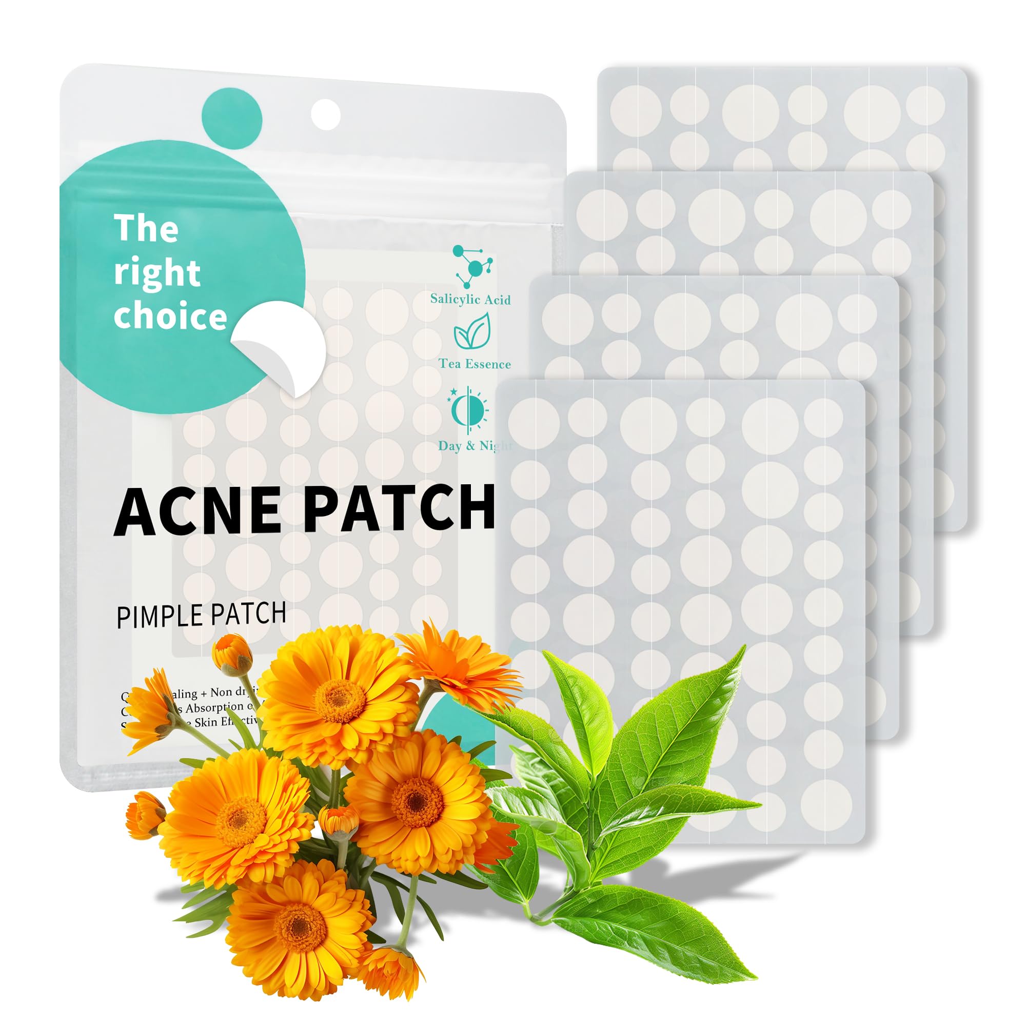 Pimple Patches for Face 3 Size 204 Counts Acne Patches with Hydrocolloid and Tea Tree Oil Salicylic Acid