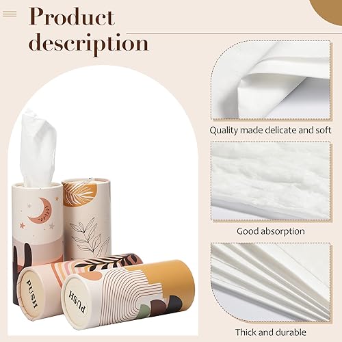 Miniatura 3 de Tatuo 16 Pack Car Tissues Cylinder Holder with 3 Ply Facial Bulk Boho Round Tissue Holder Travel Tissues Boxes Container for Car Cup Wedding Gifts