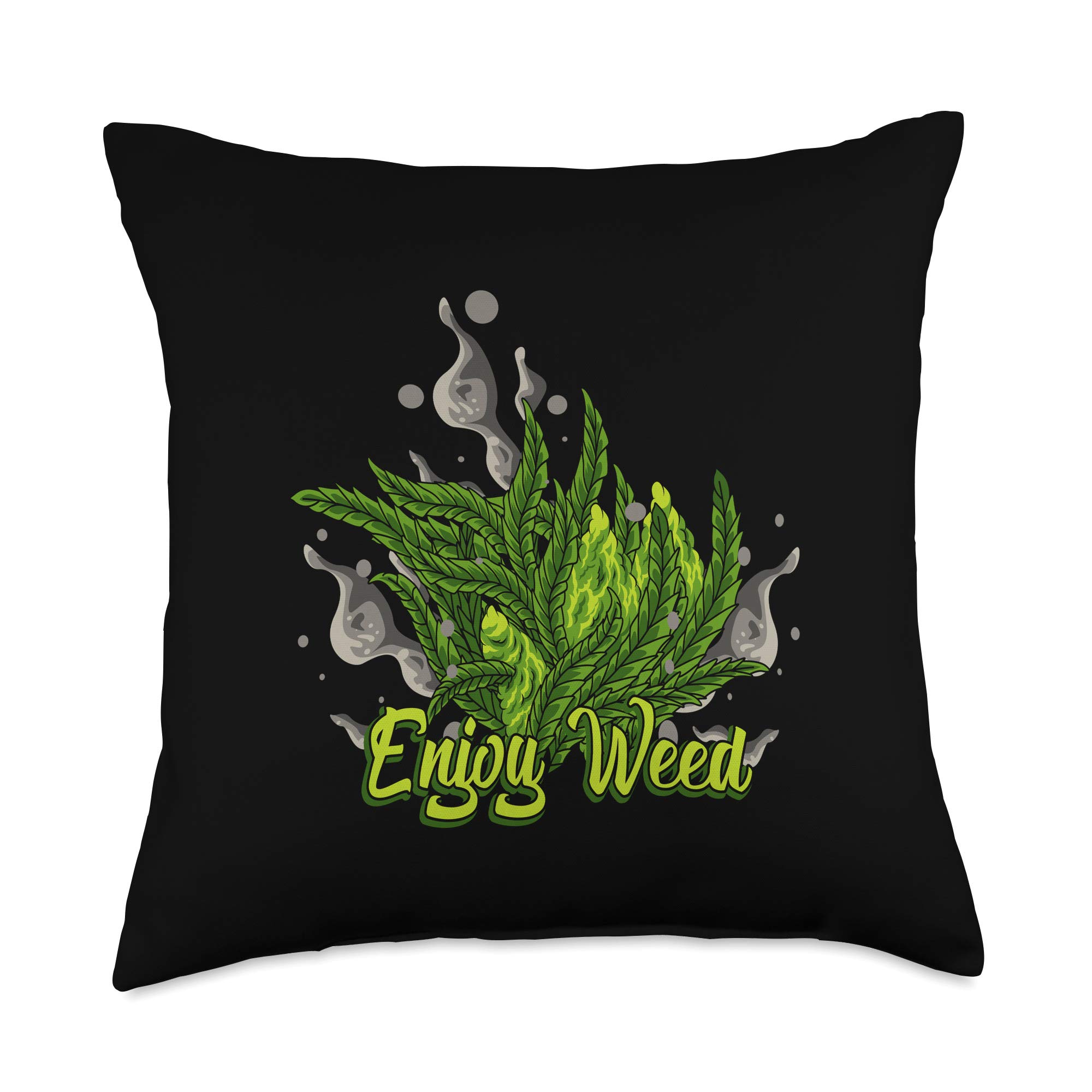 LezBCoffee Funny Enjoy Weed Funny Enjoy Weed Throw Pillow, 18x18, Multicolor