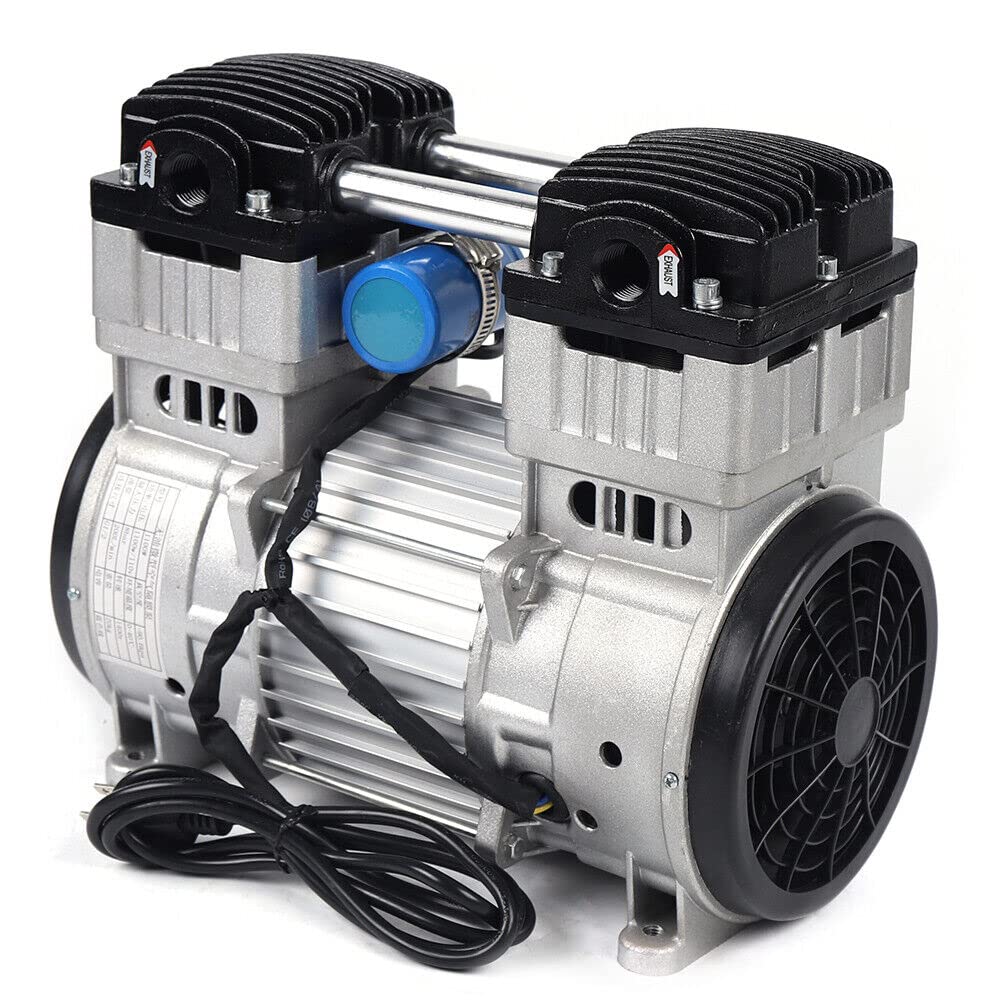Oil-Free Vacuum Pump, 7CFM 1100W 1400rpm Oilless Vacuum Pump Industrial Air Compressor Oil Free Piston Pump for Fully Automatic Laminating Machine, Flow Rate 200L/min (7CFM)