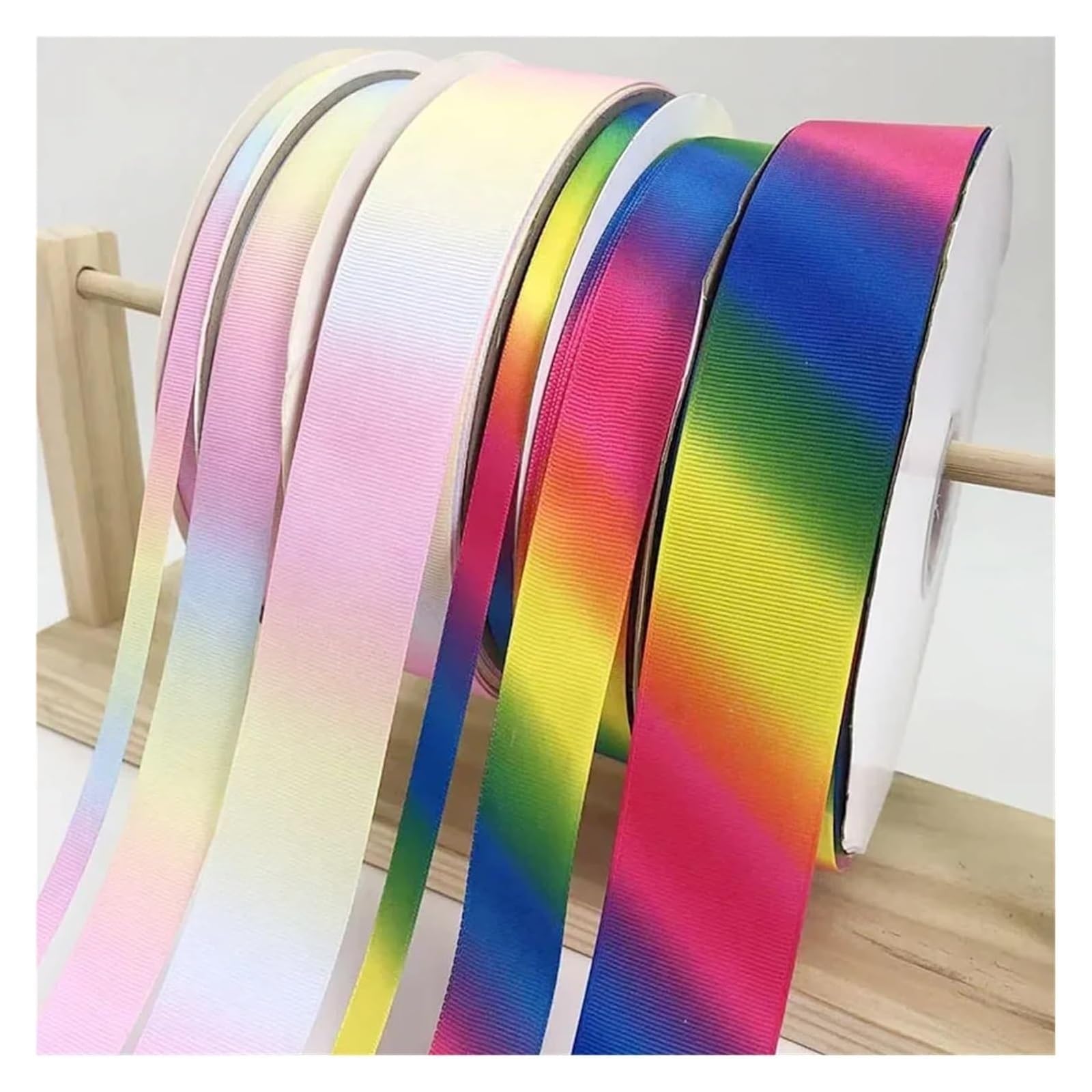 Cintas para envolver tartas, Cinta de grosgrain 25-100 yardas(40mm Rib Rainbow,100yards)