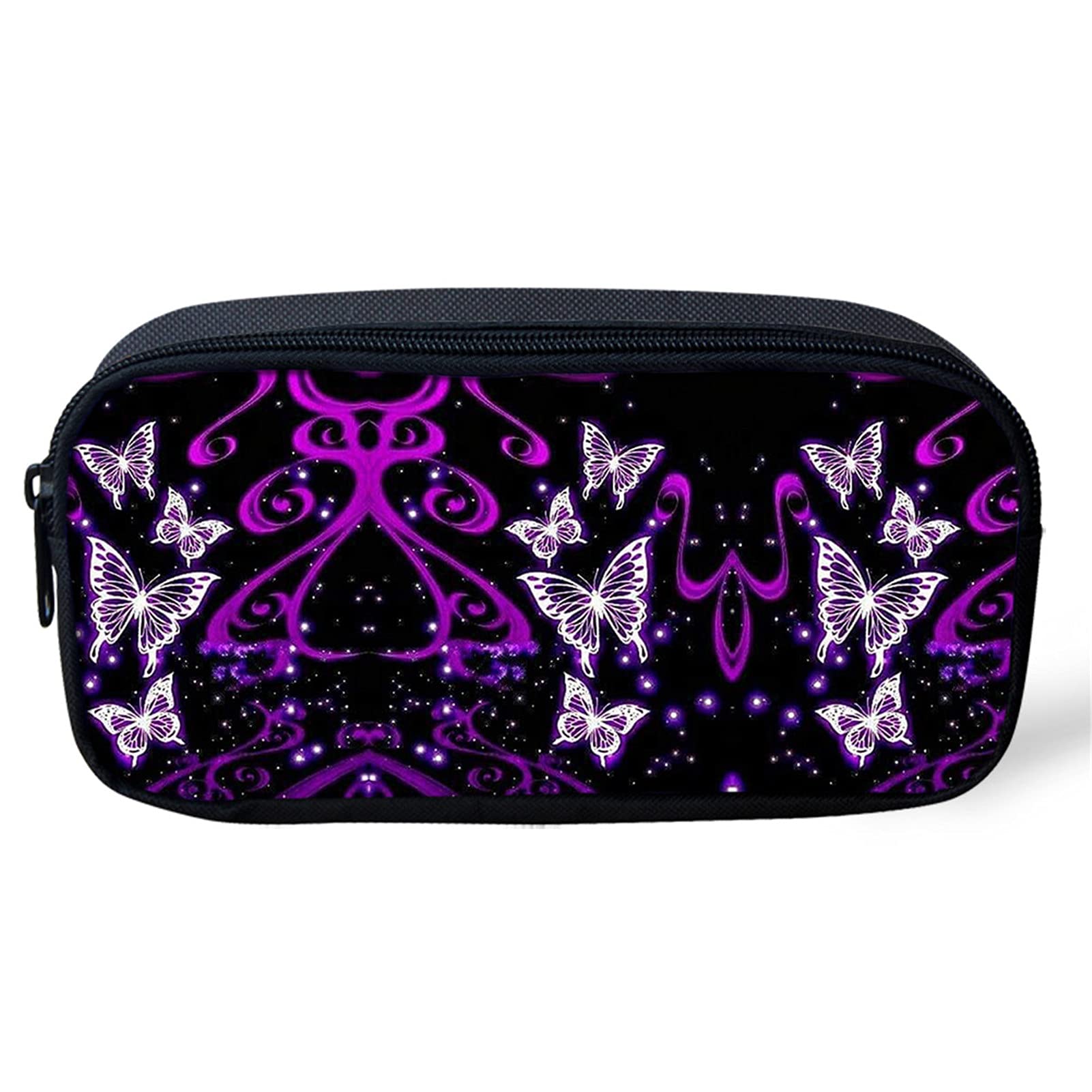 Belidome Purple Butterfly Pencil Case with Durable Zipper Pen Organizer Soft for School Work — image 1