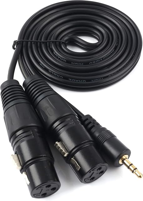 SiYear Unbalanced 3.5 mm (1/8Inch) mini jack Stereo TRS to Dual XLR 3 Pin female Interconnect Cable,Y splitter patch cable cord (1.5M/5FT)