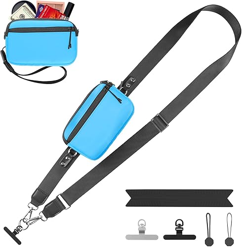 Miniatura 50 de Correa para teléfono con clip y correa cruzada para cartera, cordón ajustable para teléfono con cartera, Negro, Mediana Negro,negro, rojo (Black